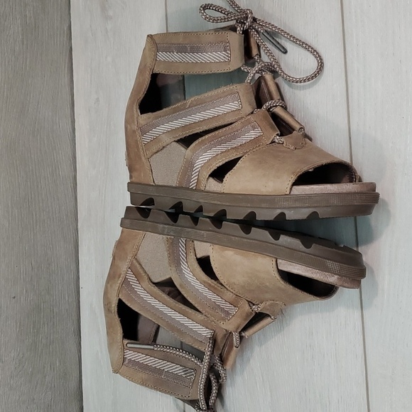Sorel Women Joanie II Ankle Leather Lace Up Wedge Sandals shoes sz 9 - Picture 9 of 11